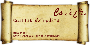 Csillik Árpád névjegykártya